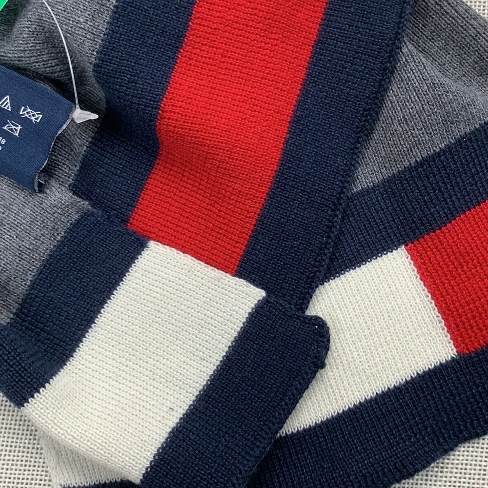 Tommy Hilfiger Men's Gray Colorblocked Hem Knitted Winter Scarf O/S